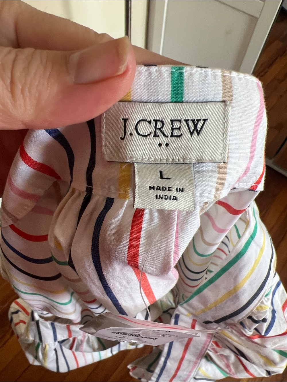 J. Crew Factory Rainbow Multi Color Stripe Square Neck Button Front Top NWT L - Picture 7 of 8